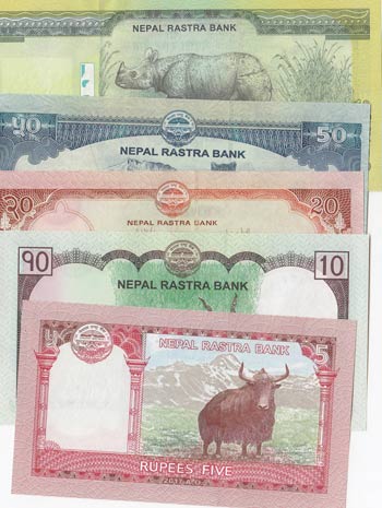 Nepal, 5 Rupees, 10 Rupees, 20 ... 