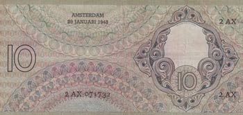 Netherlands, 10 Gulden, 1943, XF ... 