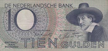 Netherlands, 10 Gulden, 1943, XF ... 