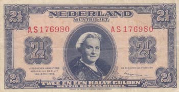 Netherlands, 2,5 Gulden, 1945, VF, ... 