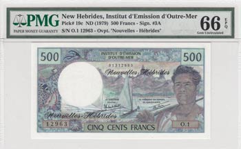 New Hebrides, 500 Francs, 1979, ... 