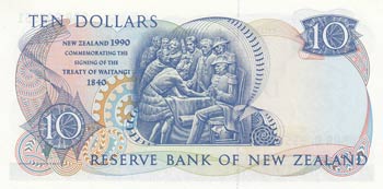 New Zealand, 10 Dollars, 1990, ... 