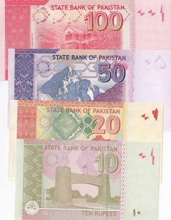 Pakistan, 10 Rupees, 20 Rupees, 50 ... 