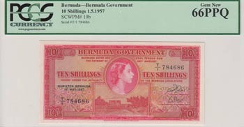 Bermuda, 10 Shillings, 1957, UNC, ... 