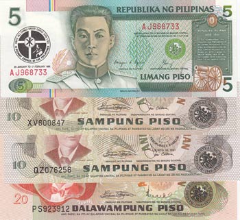 Philippines, 5 Piso, 10 Piso, 10 ... 