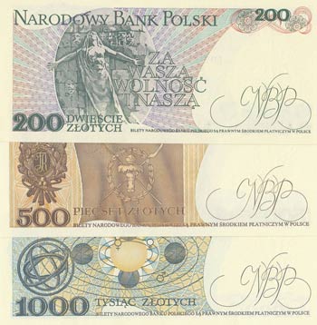 Poland, 200 Zlotych, 500 Zlotych ... 