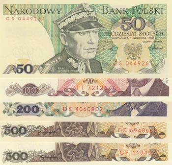 Poland, 5 Pieces UNC Banknotes