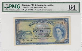 Bermuda, 1 Pound, 1966, ÇİL, p20d