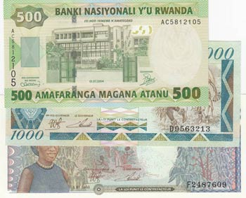 Rwanda, 500 Francs, 1000 Francs ... 