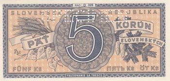 Slovakia, 5 Korun, 1945, UNC, p8a, ... 