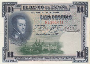 Spain, 100 Pesetas, 1925, AUNC ... 