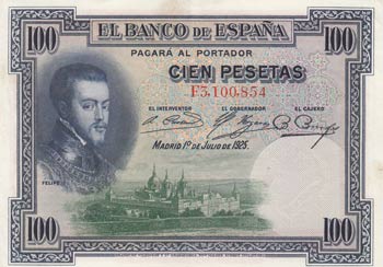 Spain, 100 Pesetas, 1925, AUNC, ... 