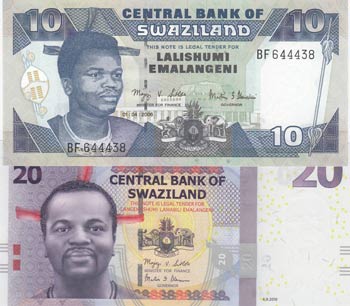Swaziland, 10 Emalangenis and 20 ... 