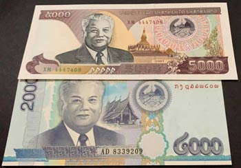 Laos, 2.000 Kip and 5.000 Kip, ... 