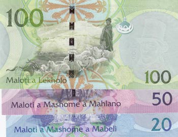 Lesotho, 20 Maloti, 50 Maloti and ... 