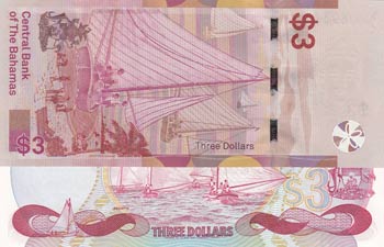 Bahamas, 3 Dollars (2), 1974/2019, ... 