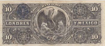 Mexico, 10 Pesos, 1913, VF, pS234u ... 
