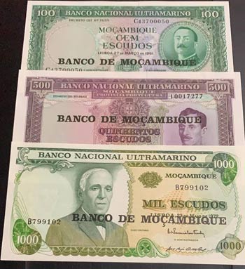 Mozambique, 100 Escudos, 500 ... 