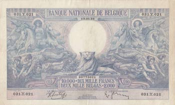 Belgium, 10.000 Francs or 2.000 ... 