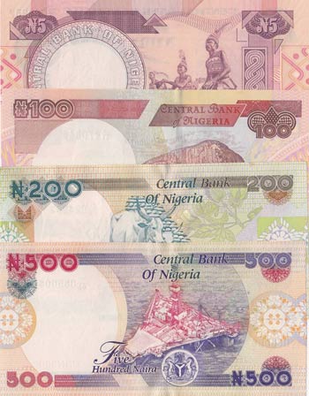 Nigeria, 5 Naira, 100 Naira, 200 ... 