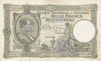 Belgium, 1.000 Francs or 200 ... 