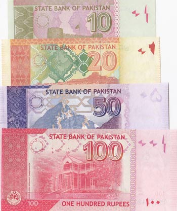 Pakistan, 10 Rupees, 20 Rupees, 50 ... 
