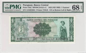 Paraguay, 1 Guarani, 1952, UNC, ... 