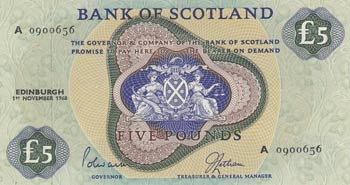 Scotland, 5 Pounds, 1968, AUNC, ... 