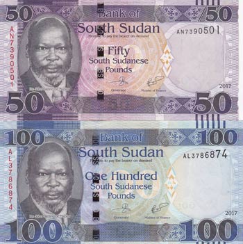 South Sudan, 50 Pounds and 100 ... 