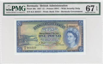 Bermuda, 1 Pound, 1957, UNC, p20c