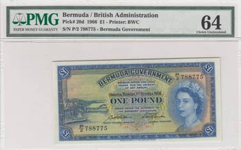 Bermuda, 1 Pound, 1966, UNC, p20d