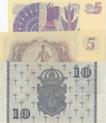 Sweden, 5 Kronor (2) and 10 ... 
