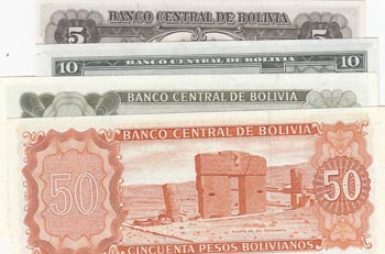 Bolivia, 5 Bolivianos, 10 ... 