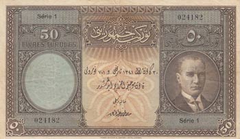 Turkey, 50 Lira, 1927, XF (-), ... 