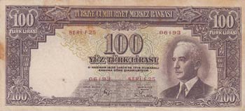 Turkey, 100 Lira, 1942-44, VF (+), ... 