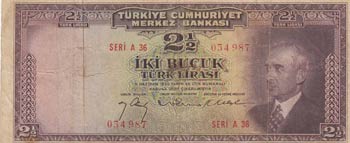 Turkey, 2 1/2 Lira, 1947, FINE, ... 