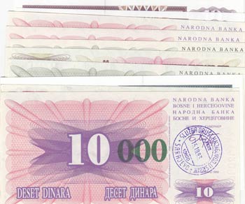 Bosnia Herzegovina, 10 Dinara (4), ... 