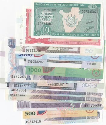 Burundi, 10 Francs, 20 Francs, 50 ... 
