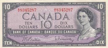 Canada, 10 Dollars, 1954, XF (+), ... 