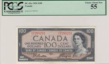 Canada, 100 Dollars, 1954, AUNC, ... 