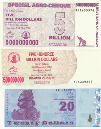 Zimbabwe, 20 Dollars, 500.000.000 ... 