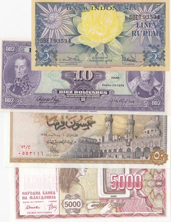 Mix Lot, Total 4 UNC banknotes