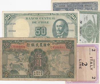 Mix Lot, 5 banknotes of different ... 