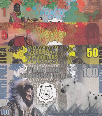 Fantasy banknotes Lot, 1 Dollar, 5 ... 