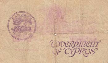 Cyprus, 10 Shillings, 1947, POOR, ... 