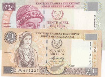 Cyprus, 1 Pound and 5 Pounds, ... 