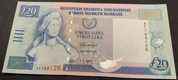 Cyprus, 20 Pounds, 2004, AUNC (-), ... 