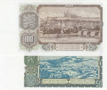 Czechoslovakia, 50 Korun and 100 ... 