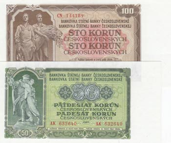 Czechoslovakia, 50 Korun and 100 ... 