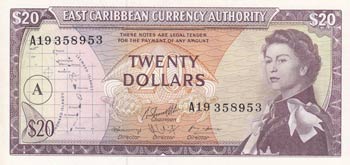 East Caribbean, 20 Dollars, 1965, ... 